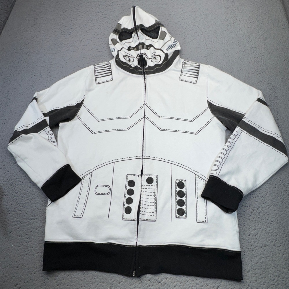 Star Wars Stormtrooper Hoodie‎ Mens XL White Full Zip Costume Graphic Jacket